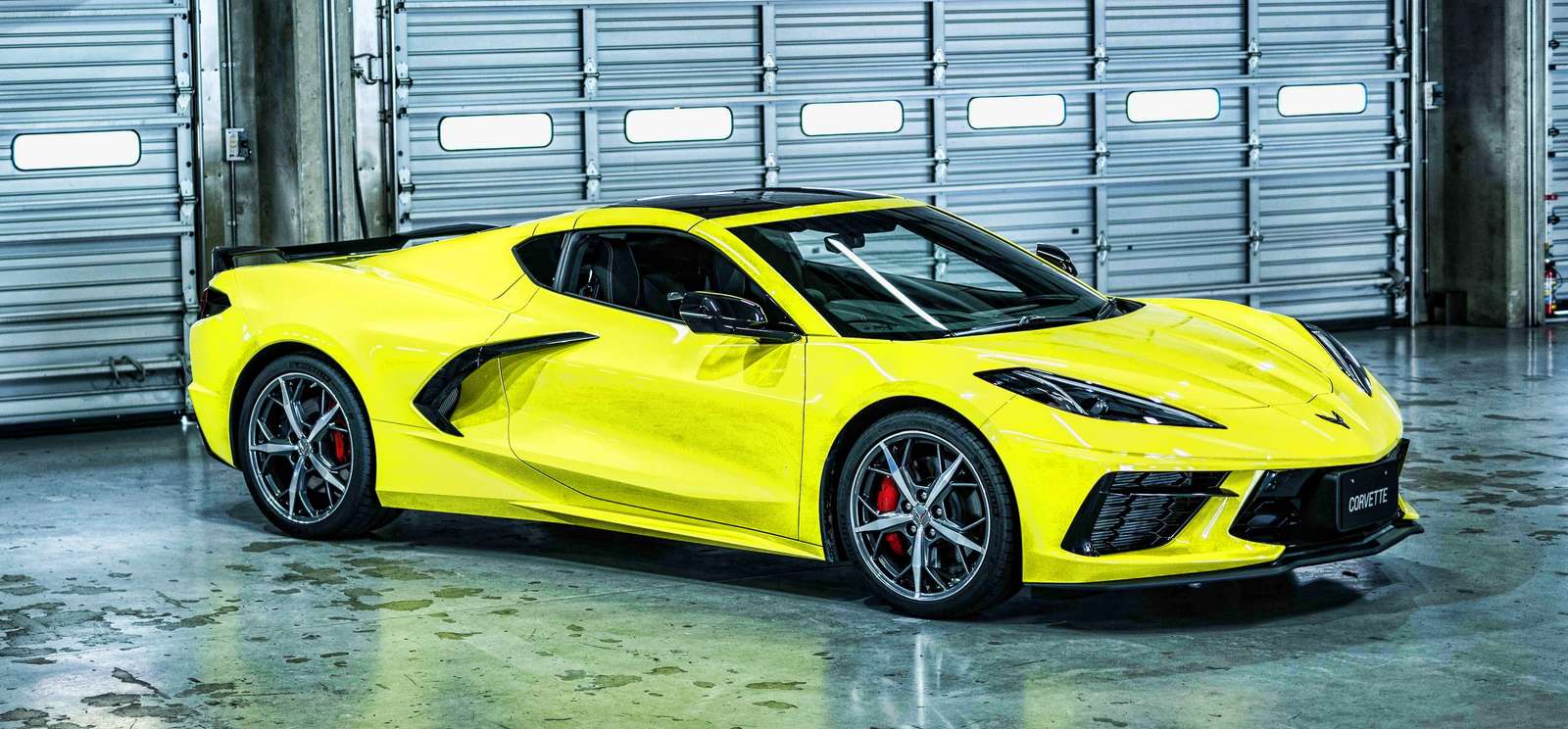 Chevrolet Corvette C8, żółta limonka 2021 puzzle online