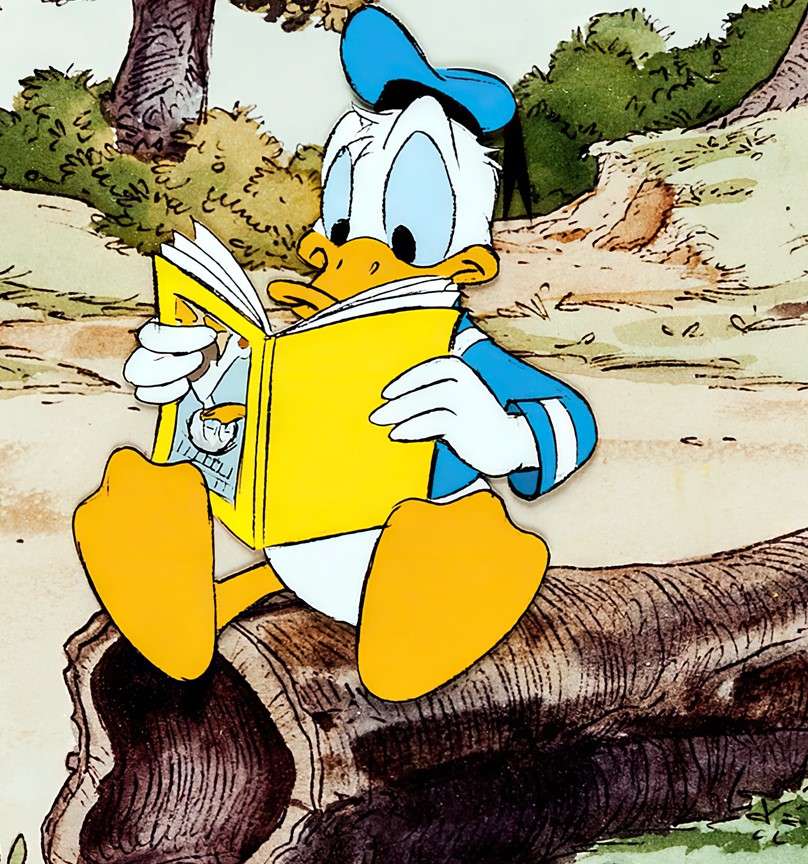 Kaczor Donald z książką puzzle online