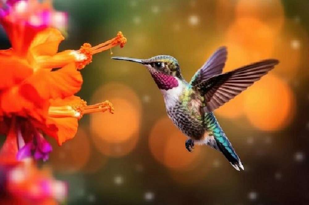 Mały koliber pije kwiat puzzle online