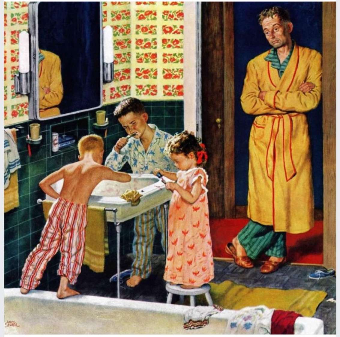 Mycie zębów w 1955 r puzzle online