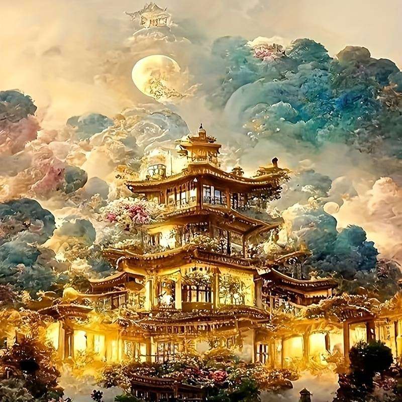 chiński, rozświetlony pałac puzzle online