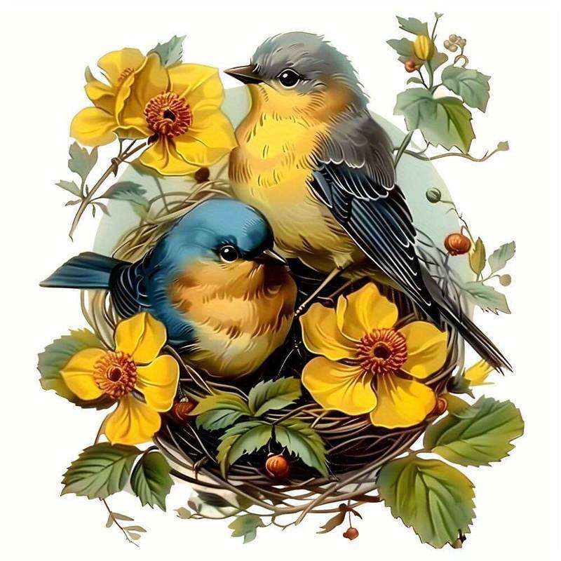 ptaszki w wiosennym gniazdku puzzle online