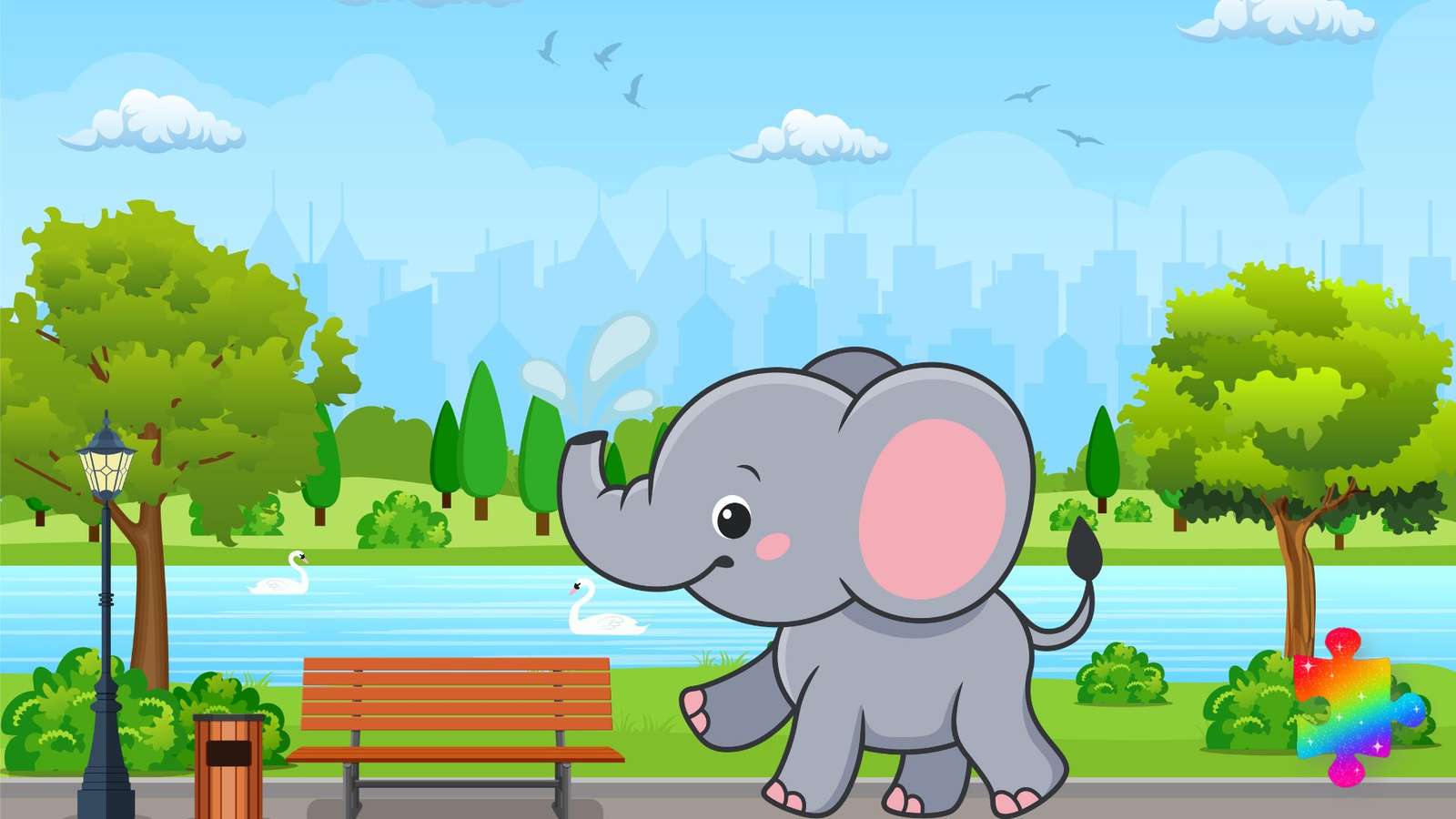 Słoń na zabawę puzzle online