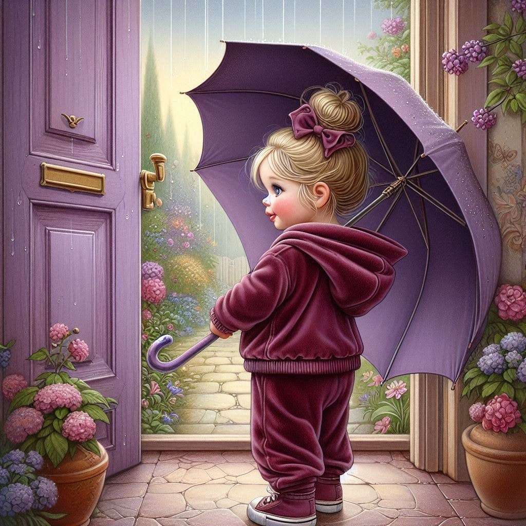Dziewczyna chce wyjść na deszcz. puzzle online
