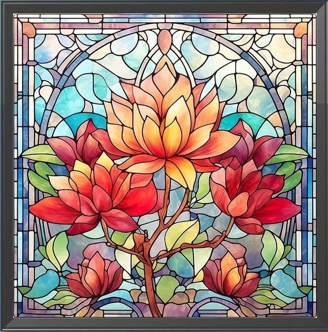 kwiat lotosu - witraż puzzle online