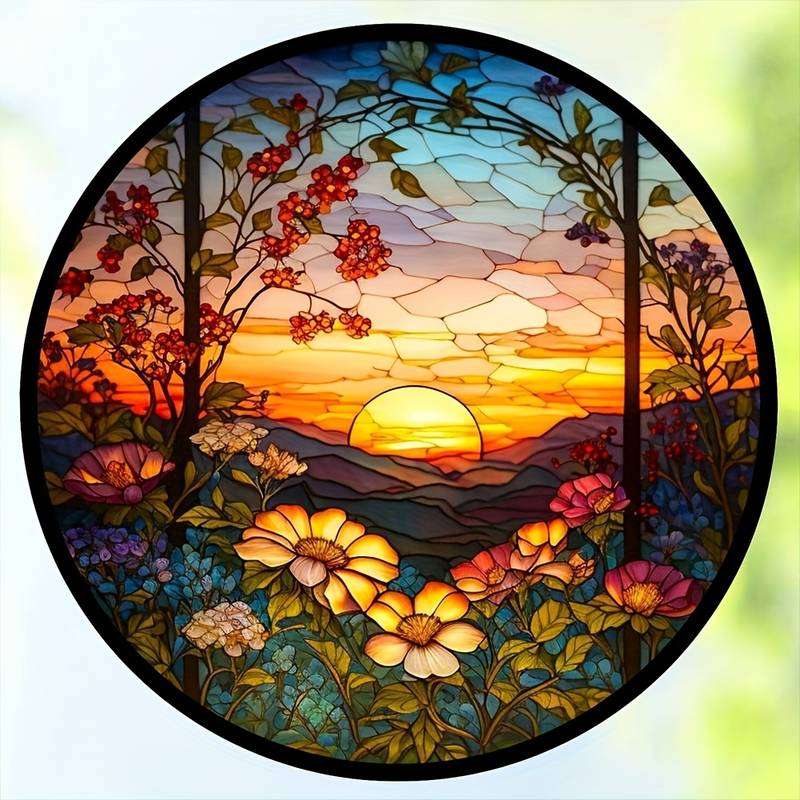 zachód słońca - witraż puzzle online