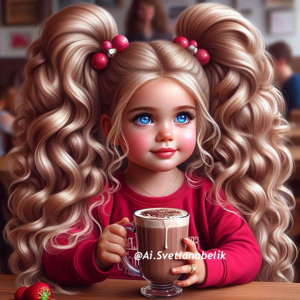 śliczna dziewczyna pije kakao puzzle online