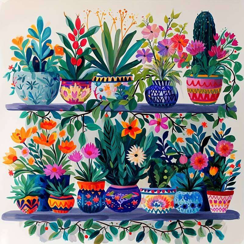 kolorowe doniczki dla kolorowych kwiatów puzzle online