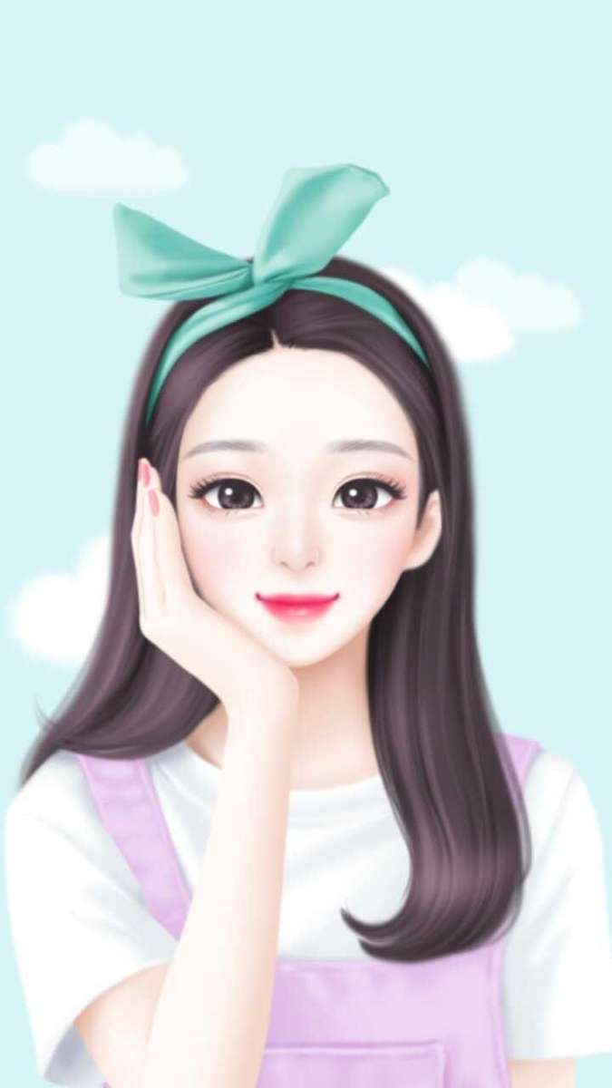 słodka koreańska dziewczyna z kreskówek puzzle online
