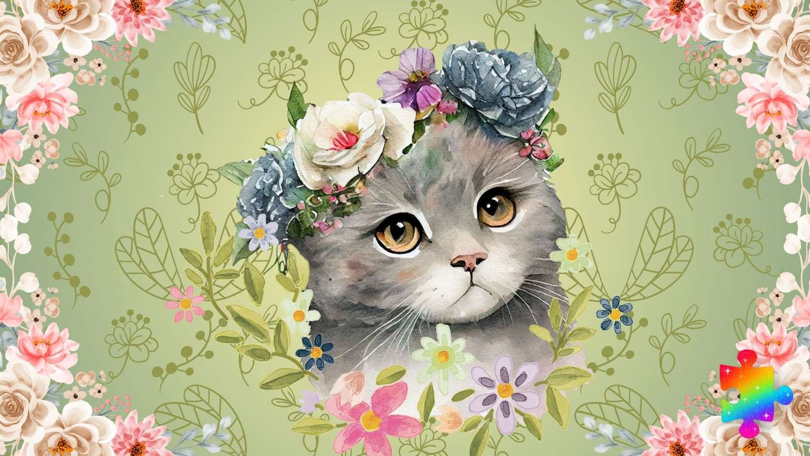 Kwiatowy kot puzzle online