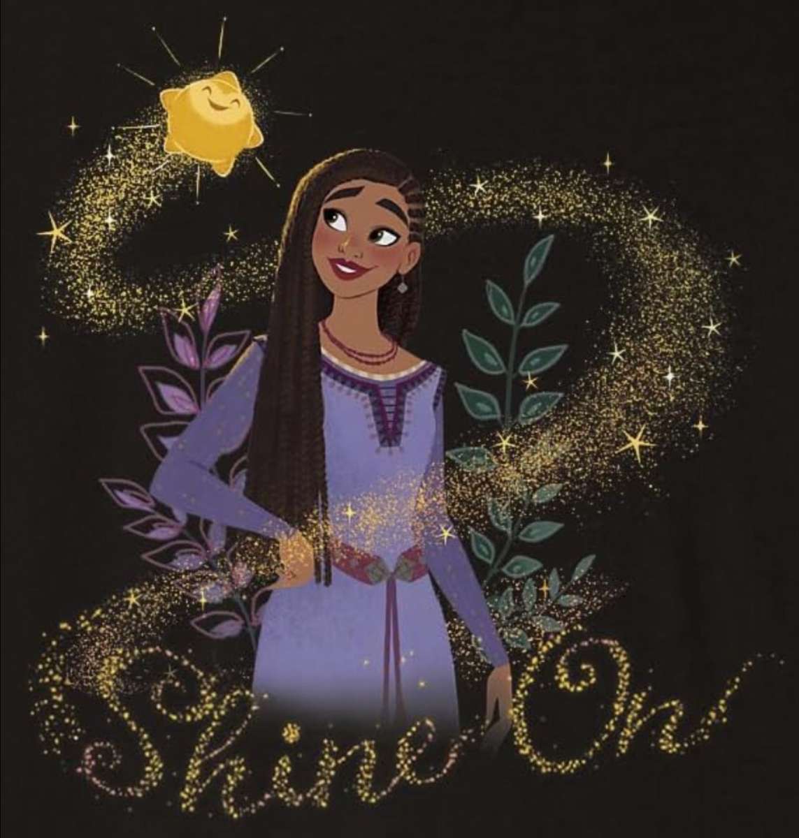 Asha i gwiazda świecą na portrecie magicznego duetu puzzle online