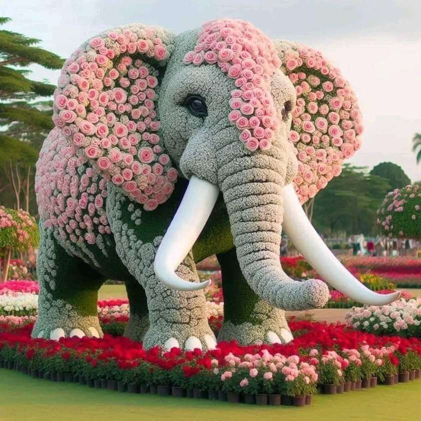 Kwiatowy słoń puzzle online