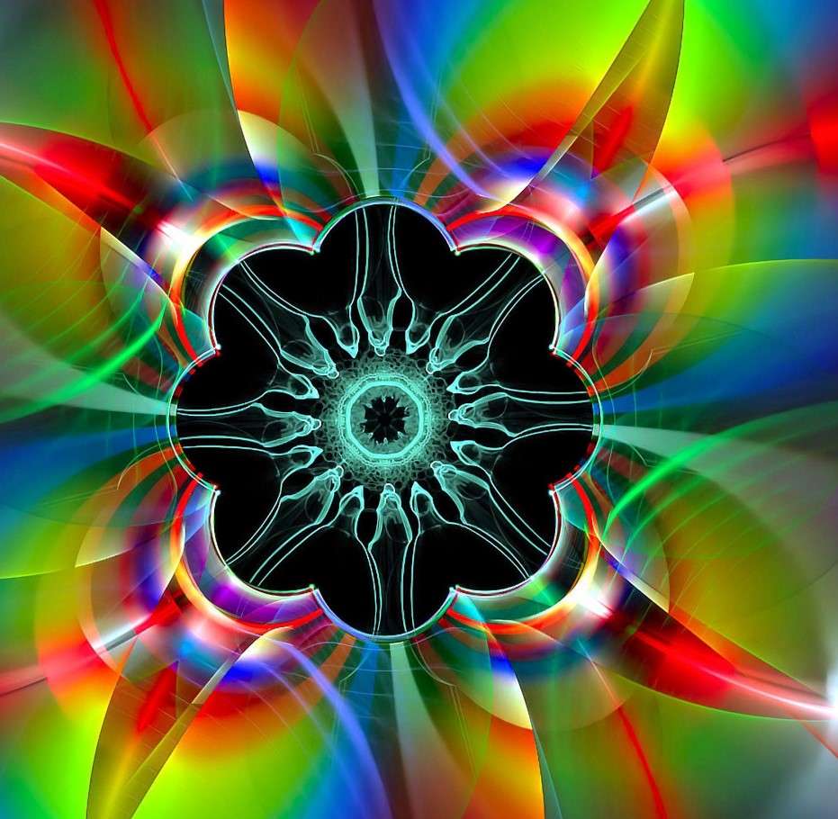 Kwiat w grafice fraktal puzzle online