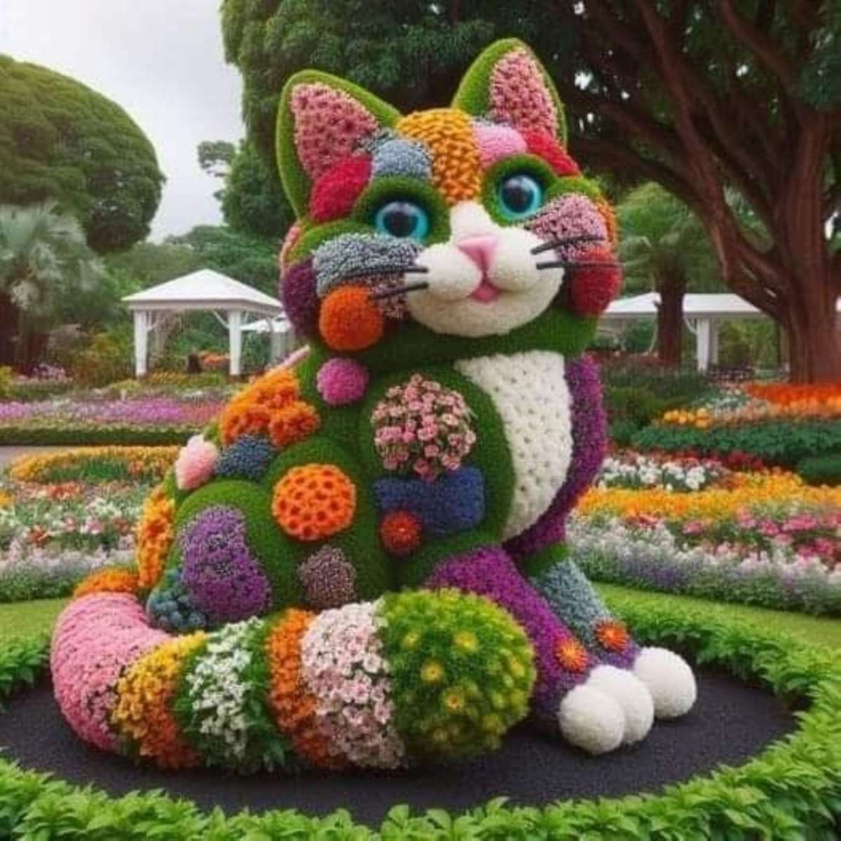 Kotek z kwiatów puzzle online