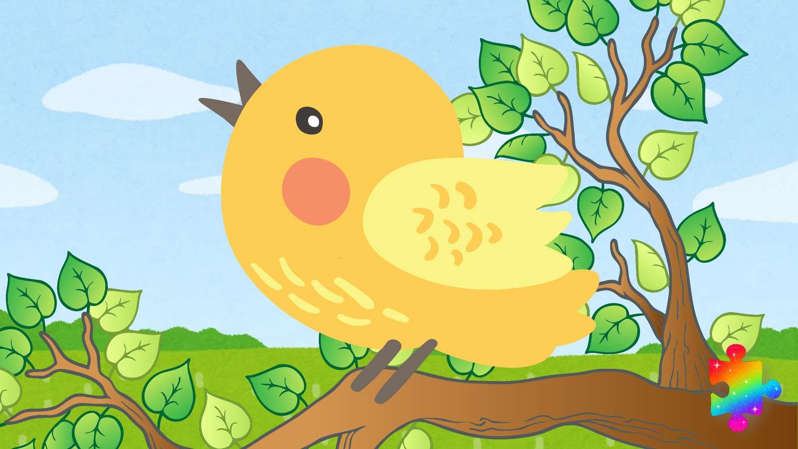 Szczęśliwy żółty ptak puzzle online