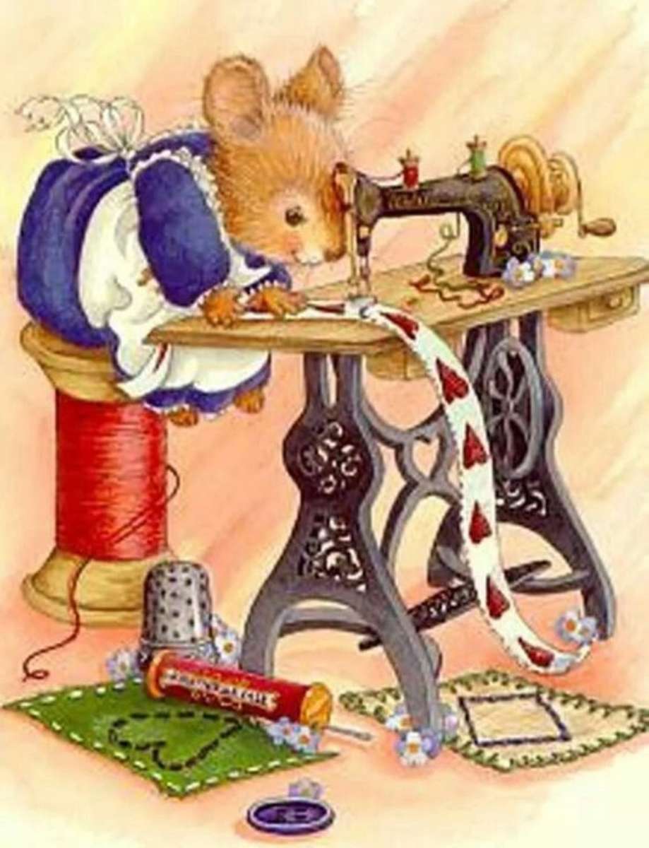 Madame Mouse i jej maszyna do szycia puzzle online