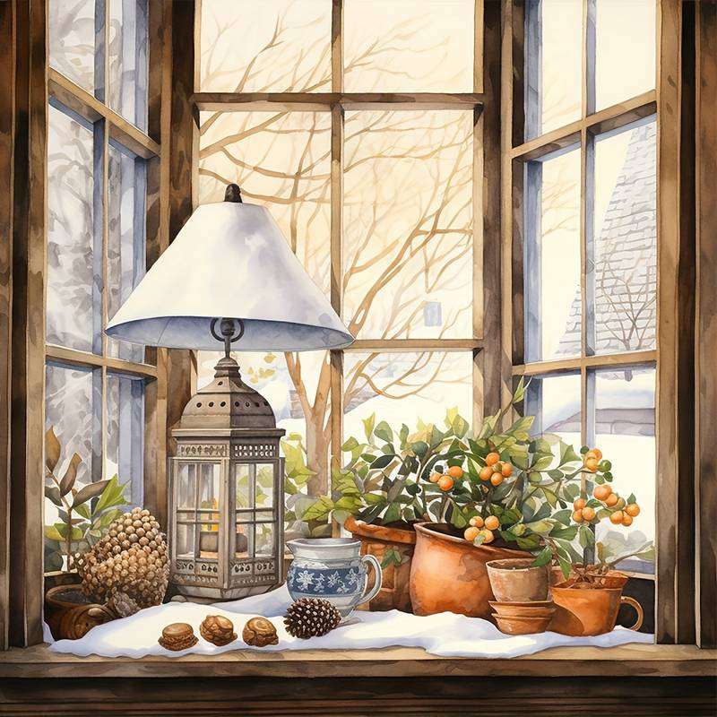 lampa na parapecie okna puzzle online
