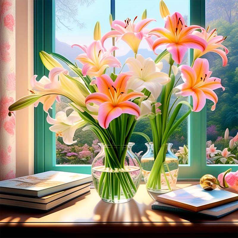 piękne lilie w wazonie puzzle online