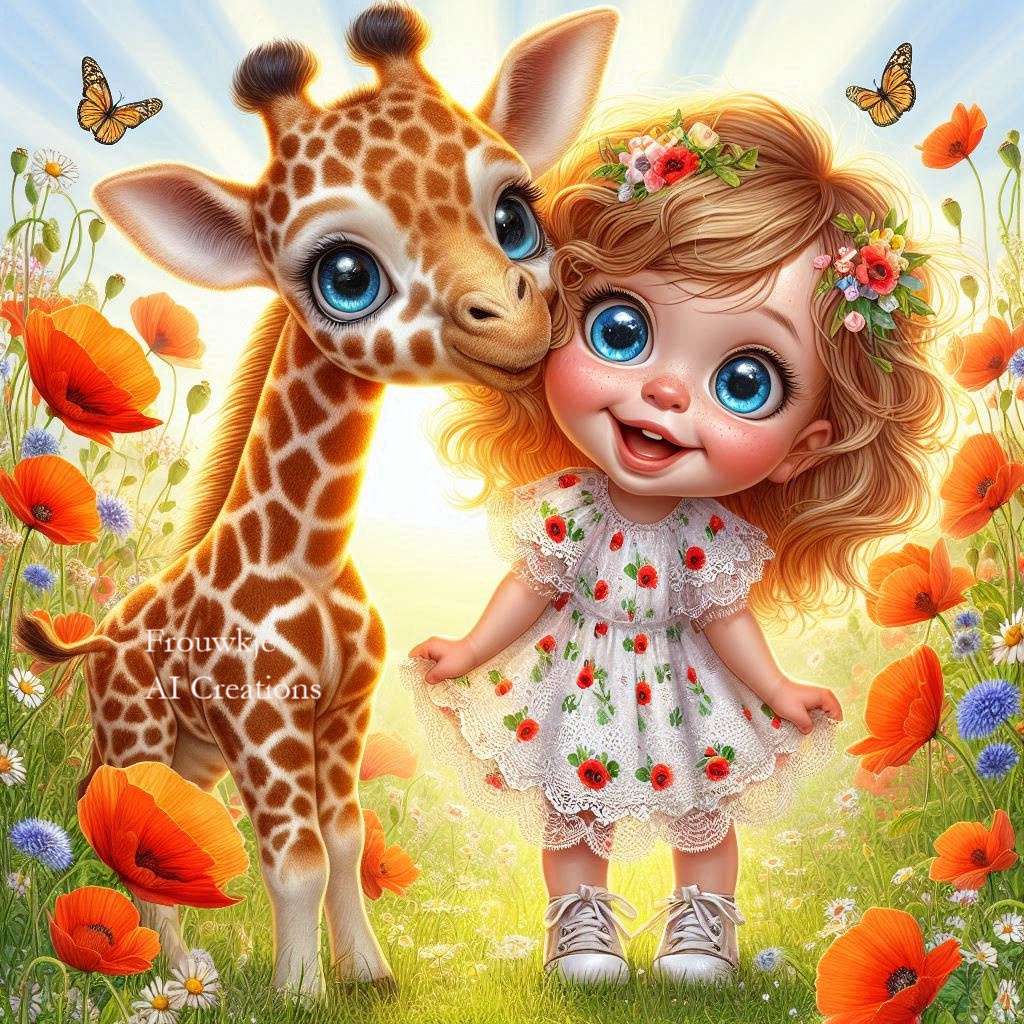 Dziewczyna z żyrafą puzzle online