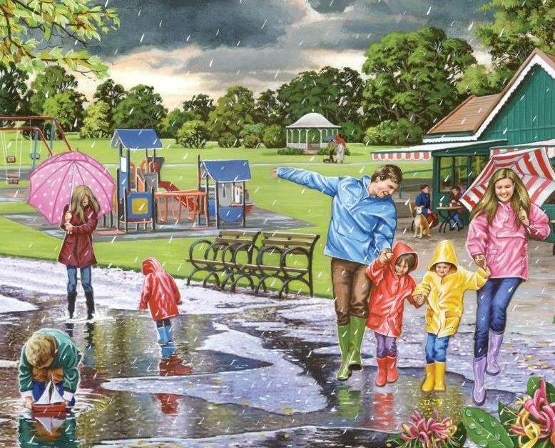 Rodzina w deszczowy dzień puzzle online