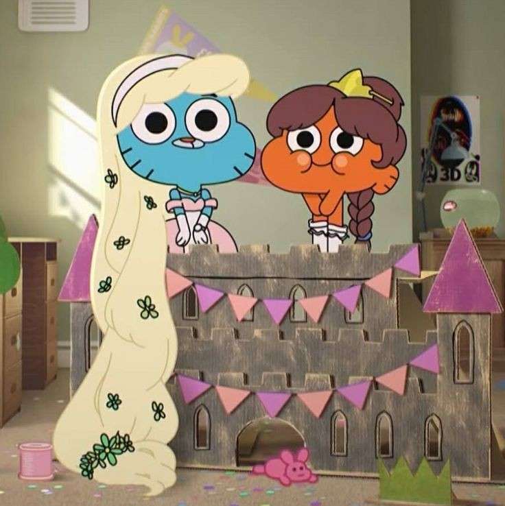 Gumball and Darwin as princesses puzzle online