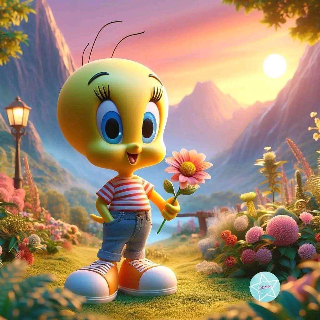 Tweety z kwiatkiem puzzle online