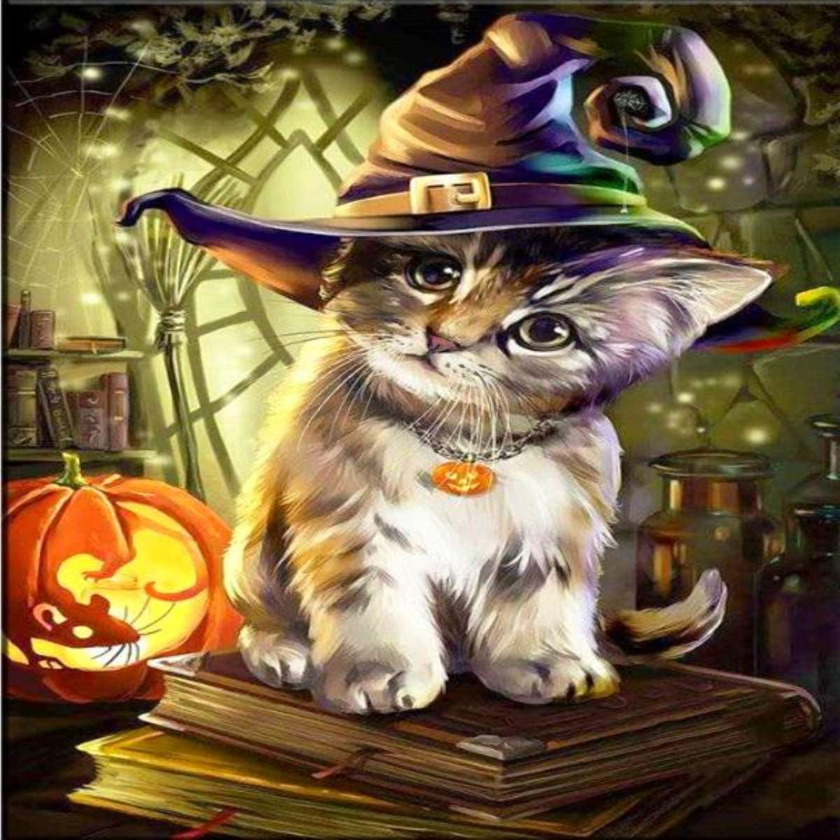 kotek świętuje Halloween puzzle online