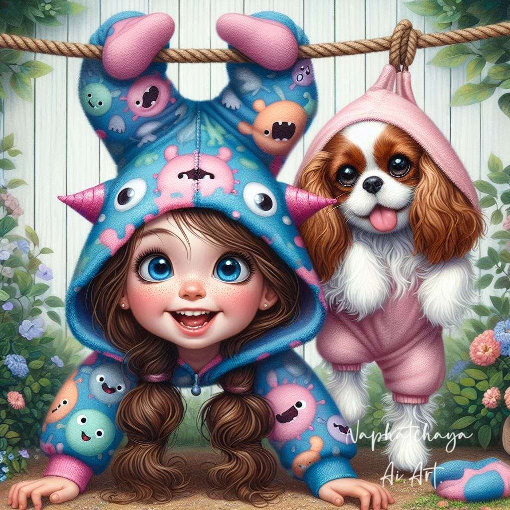 Dziewczyna na smyczy puzzle online