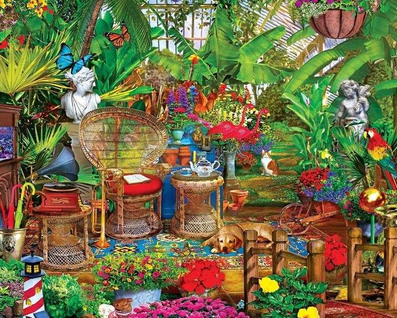 Kwiaty w oranżerii puzzle online