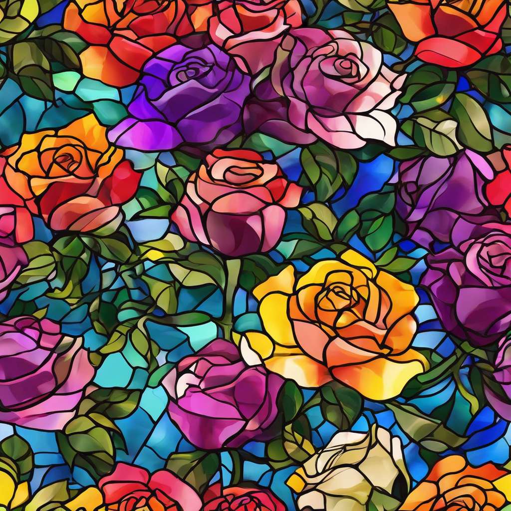 Witraż - kwiaty puzzle online