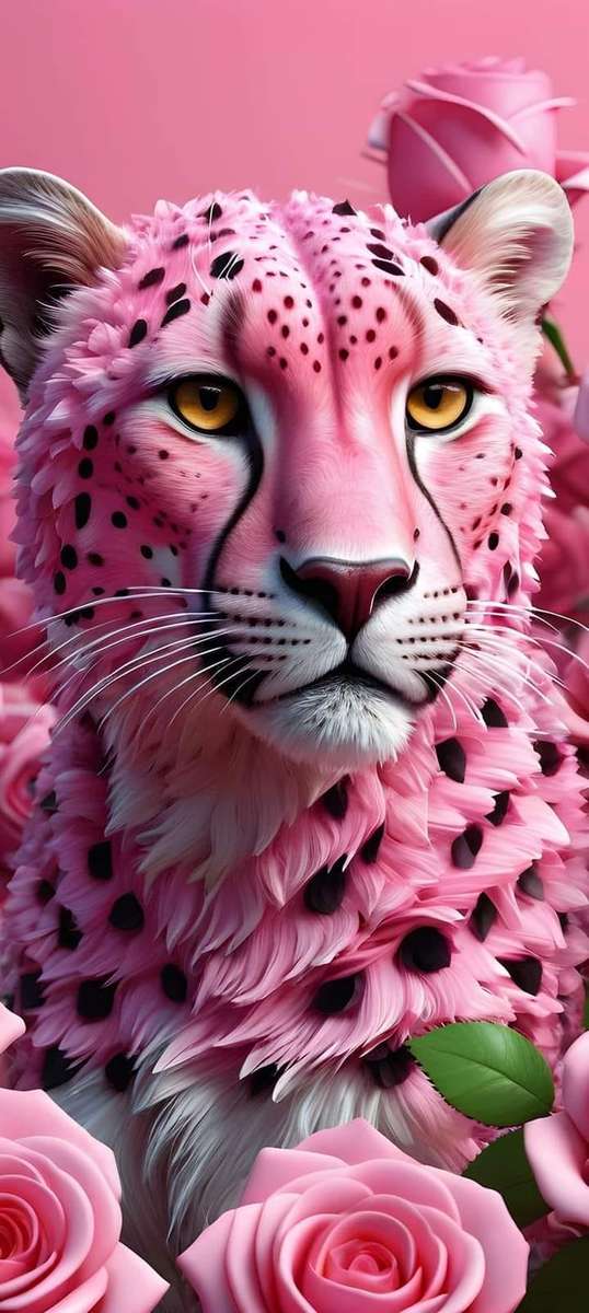 różowy tygrys puzzle online