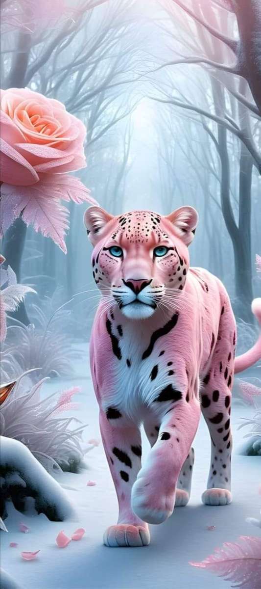 różowy tygrys puzzle online