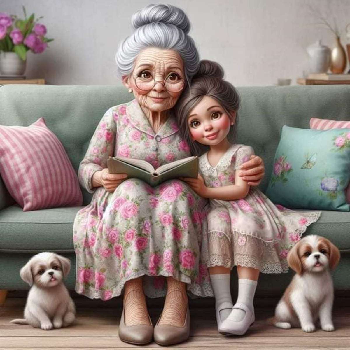 dziewczynka i jej babcia puzzle online