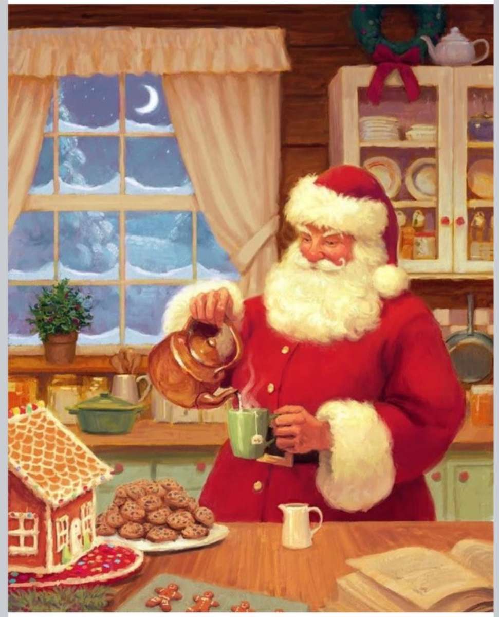 Mikołaj kradnie filiżankę herbaty puzzle online