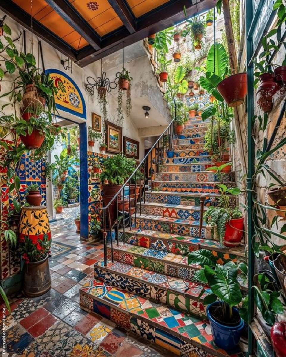 Kolorowe schody puzzle online