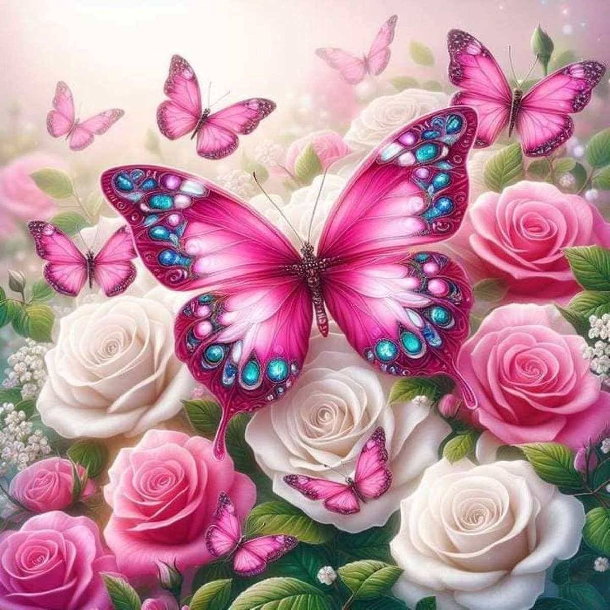 motyle w dekoracji kwiatowej puzzle online