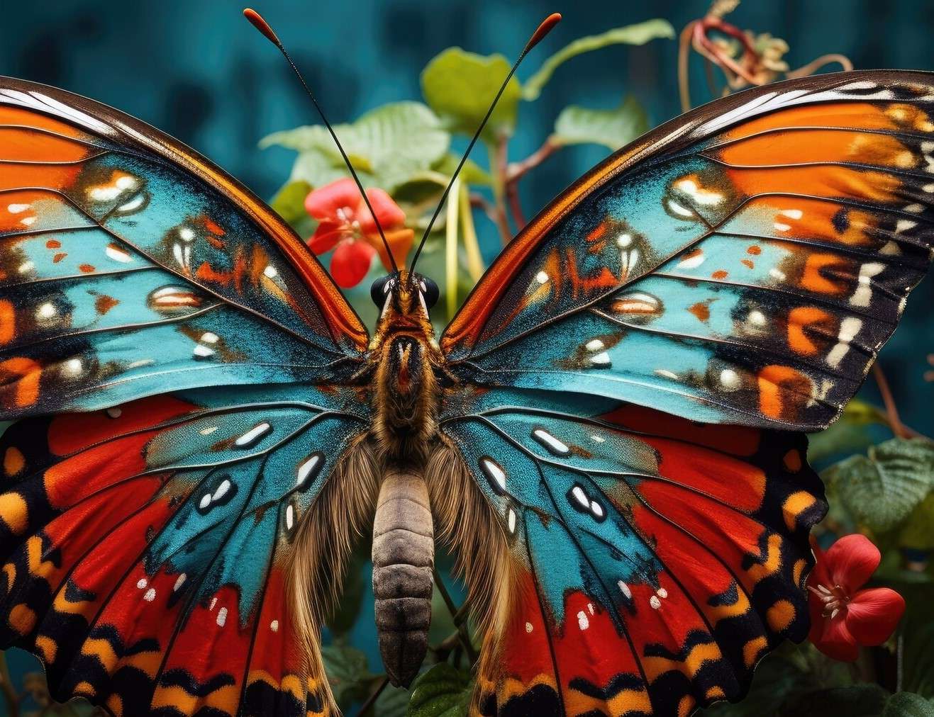 Kolorowy motyl w zbliżeniu puzzle online