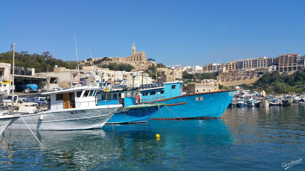 Gozo, wyspa, port, łodzie puzzle online