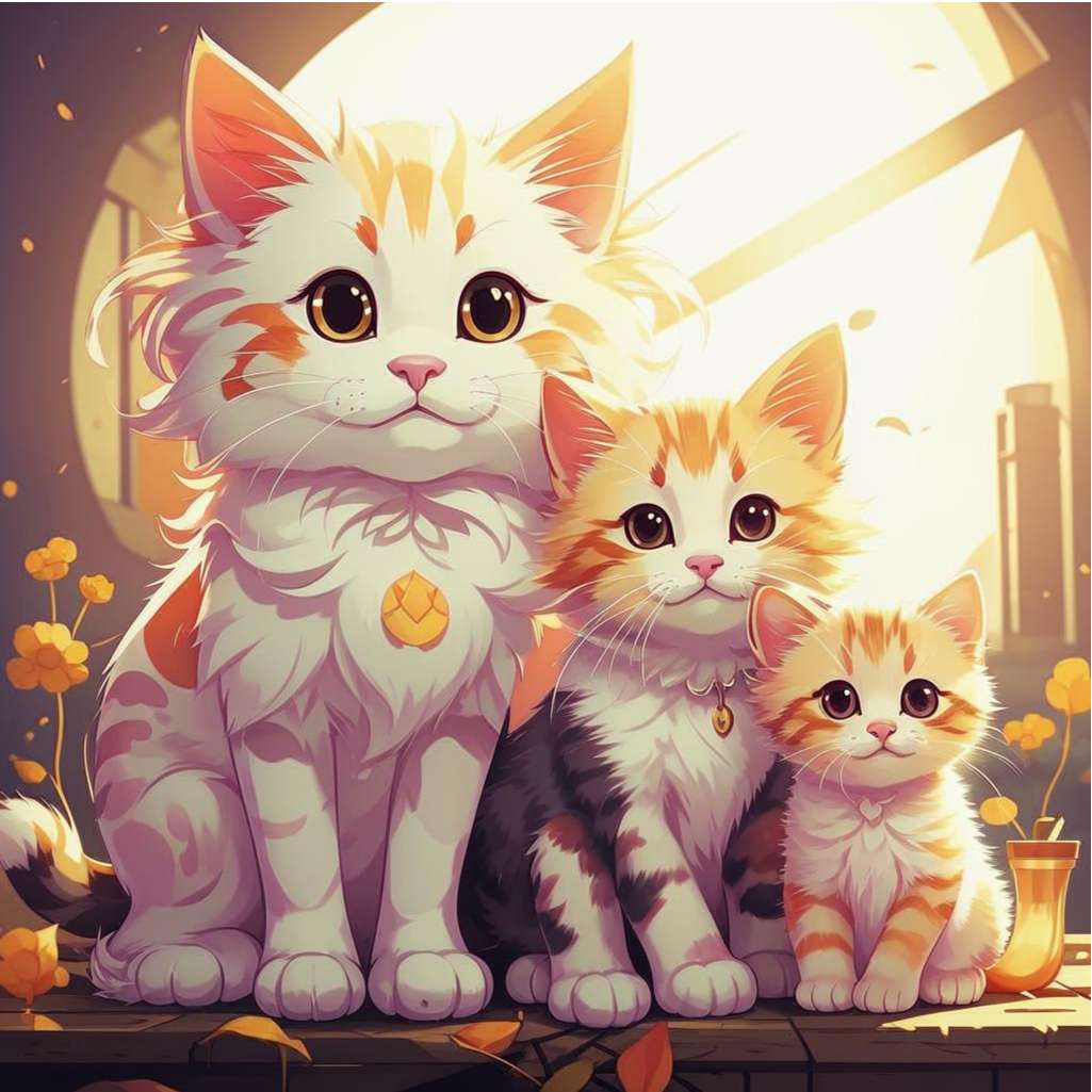 Кошка с котятами puzzle online