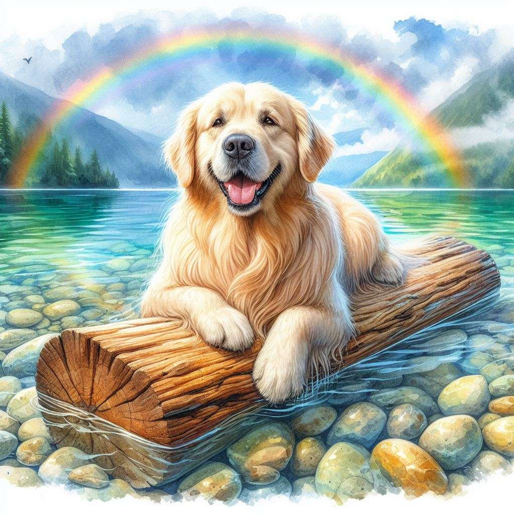 Golden retriever na jeziorze puzzle online