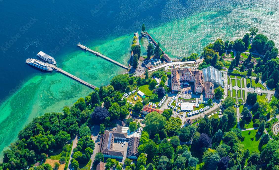 Wyspa Mainau na Jeziorze Bodeńskim z lotu ptaka puzzle online