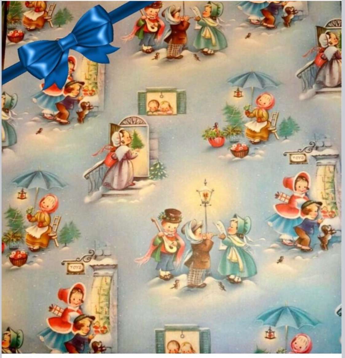 Vintage świąteczny papier do pakowania puzzle online