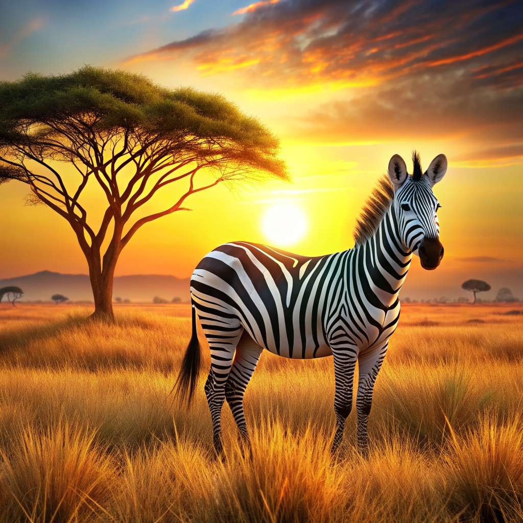 Zebra na sawannie puzzle online