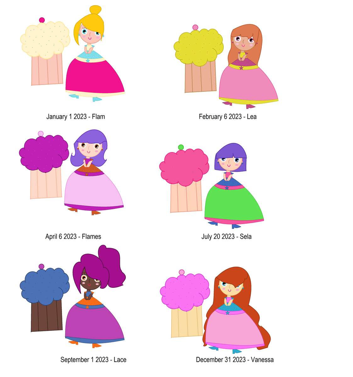 Cupcake Dolls Series 4 - 2023 Names 1 puzzle online