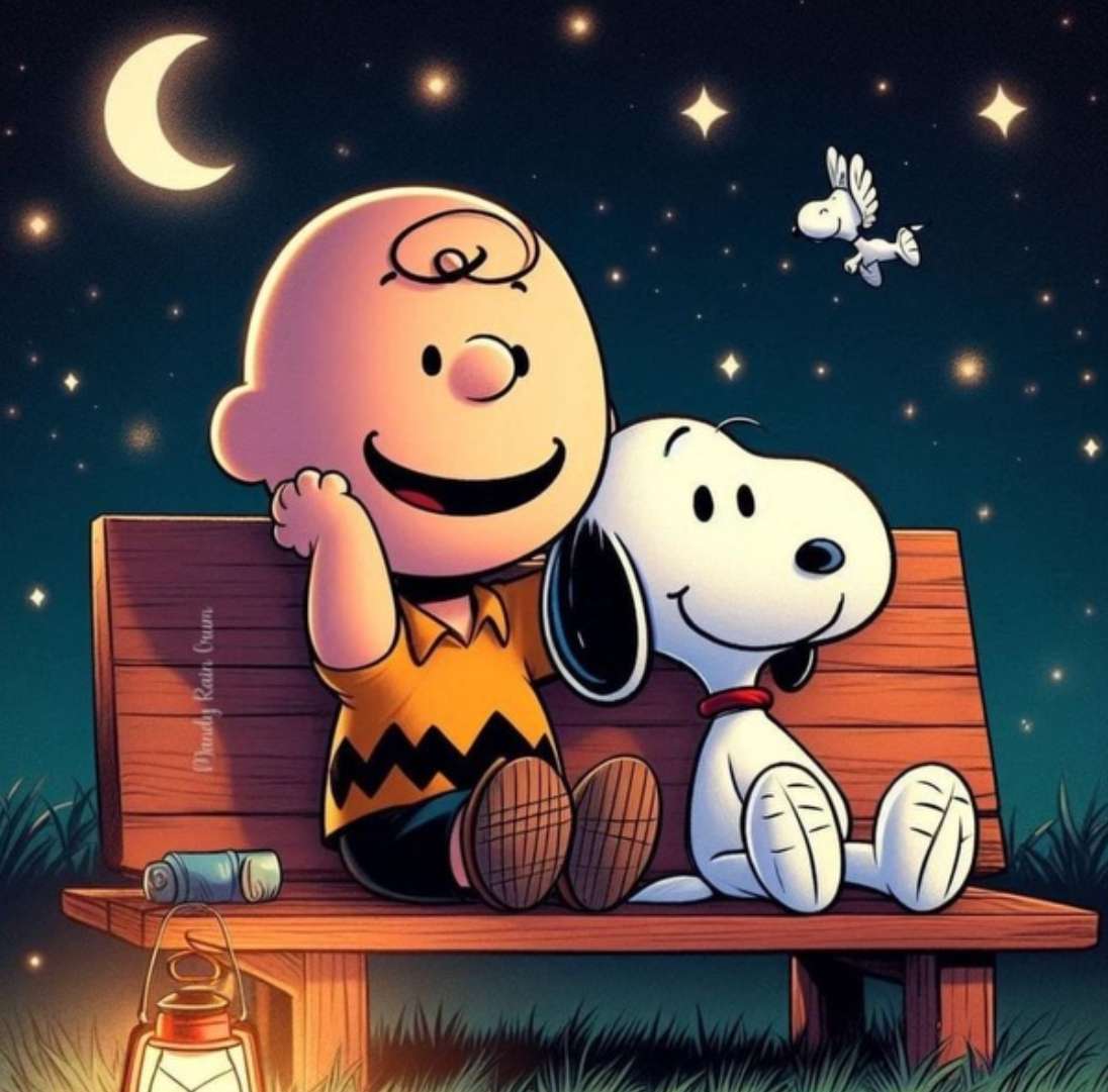 Charlie i Snoopy mówią dobranoc puzzle online