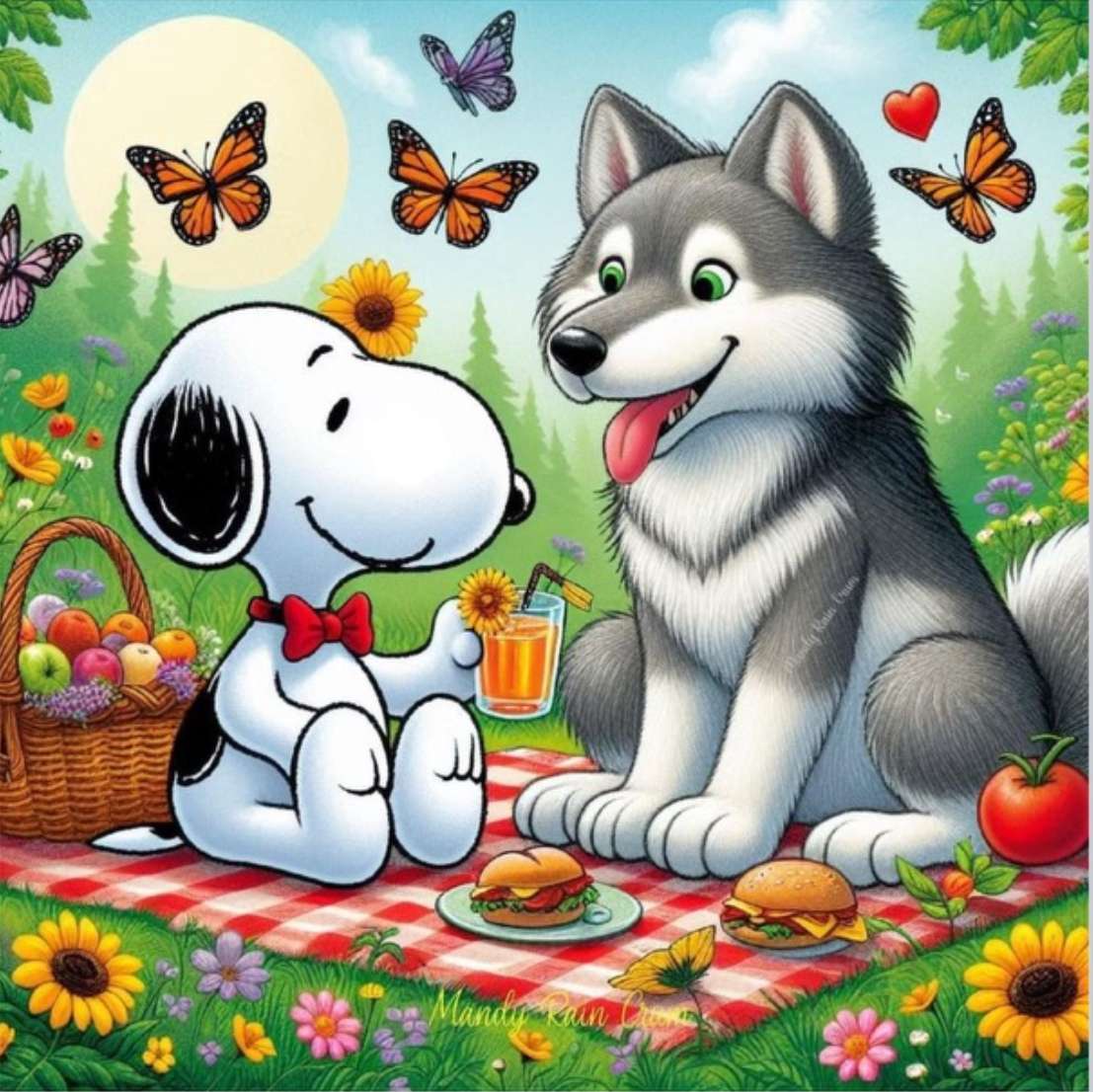 Snoopy z przyjacielem puzzle online