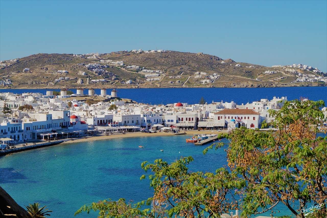 Mykonos, Port, Grecja, Morze. puzzle online