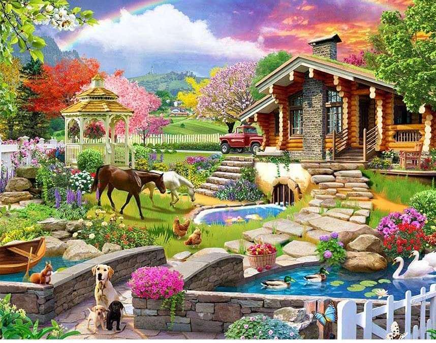 Posesja ze zwierzętami na wsi puzzle online