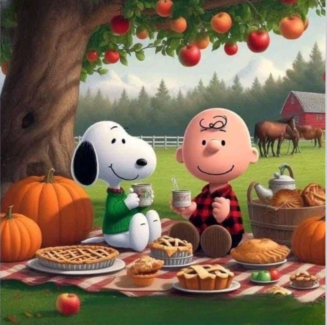 Snoopy i Chuck urządzają piknik. puzzle online