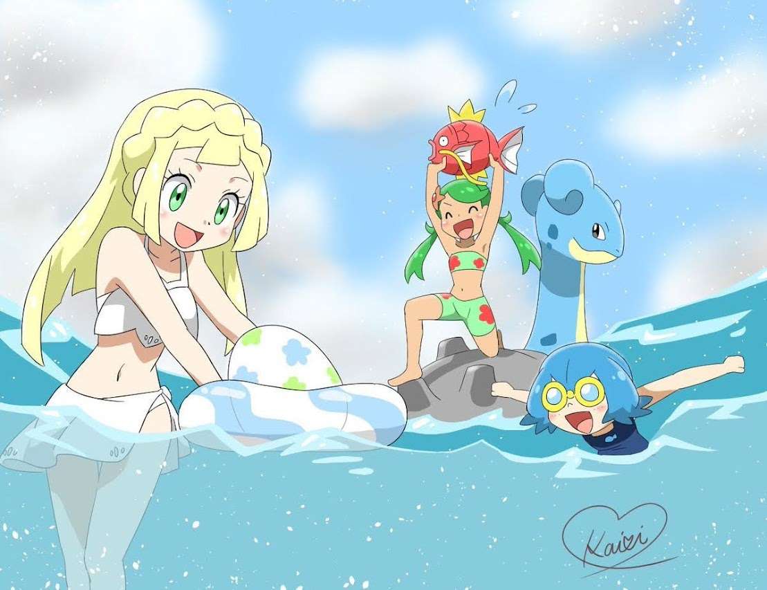 Dzień na plaży Pokegirl puzzle online